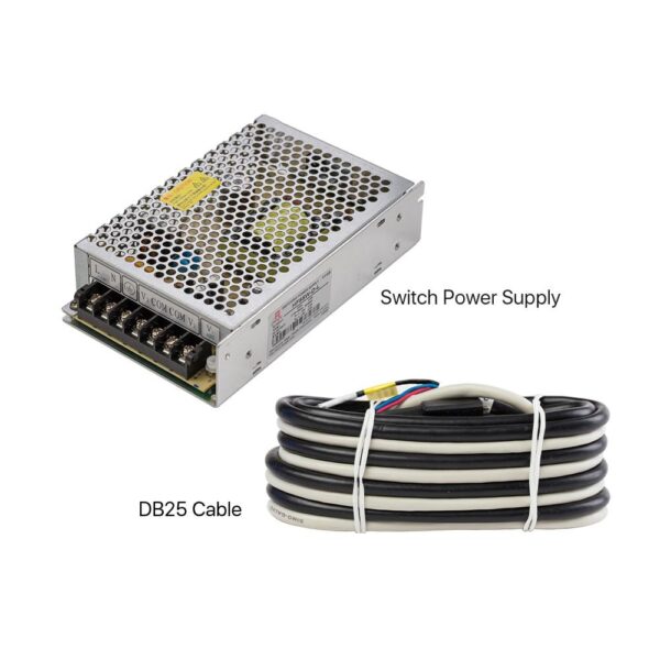 A power supply and cable are connected to each other.