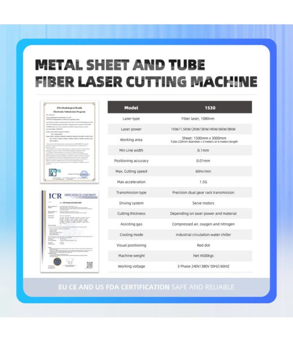 A metal sheet and tube fiber laser cutting machine