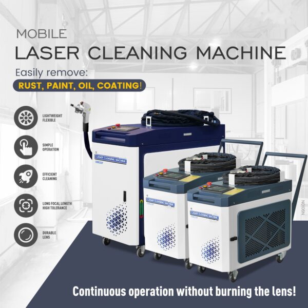 A mobile laser cleaning machine is ready to remove paint.