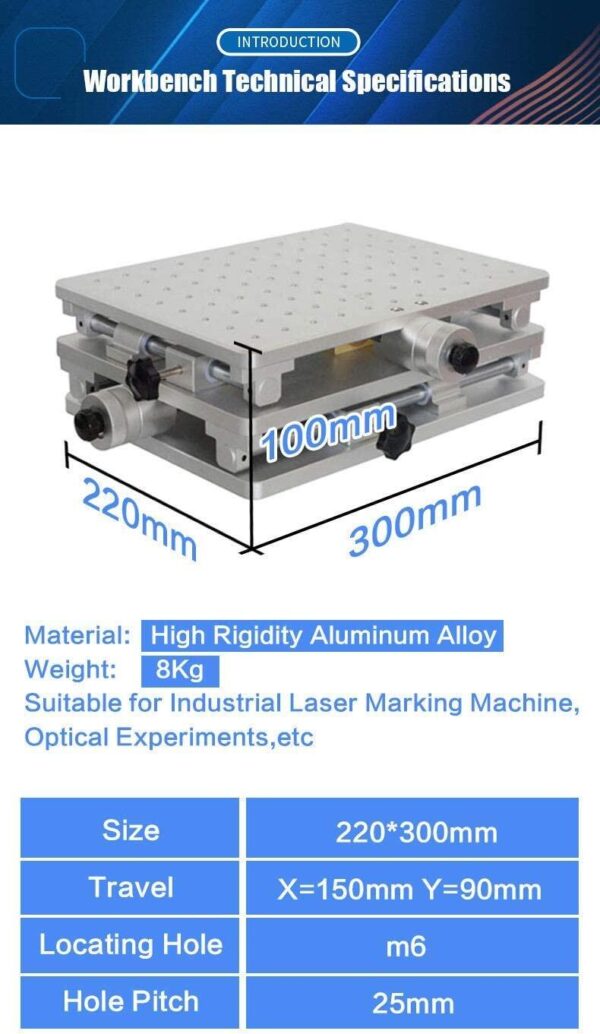 A table with measurements for the size of each object.