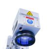 A close up of the blue light on a camera