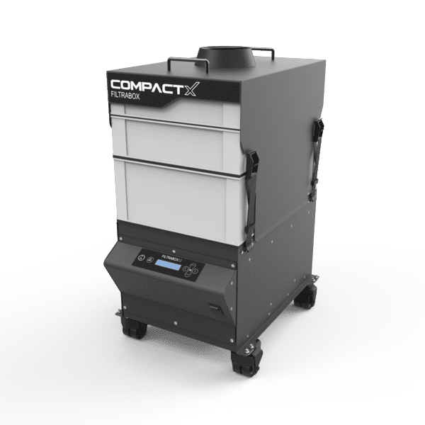 A compact x composter with wheels and drawers.