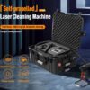 A black case with a laser machine inside of it.