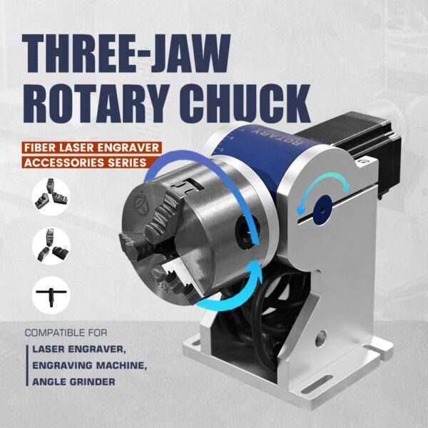 A three-jaw rotary chuck is mounted on the side of a machine.