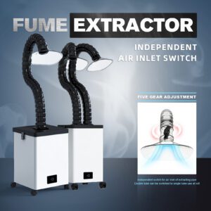 A picture of an air extractor with the caption fume extractor.